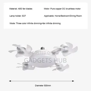 Led Ceiling Fan Light 3 Colors 5 Blades With Remote Control