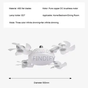 Led Ceiling Fan Light 3 Colors 5 Blades With Remote Control