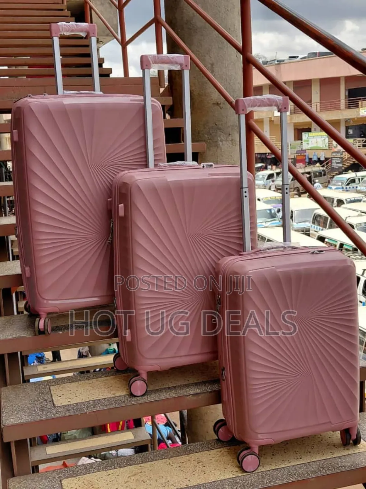 3pcs Set Of Rubber Waterproof Travel Suitcases - Multicolor