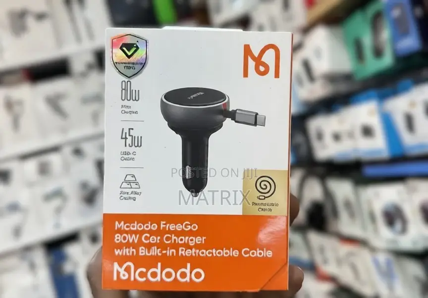 McDodo Cc-4850 Freego 80w Car Charger Built-in Cable Black