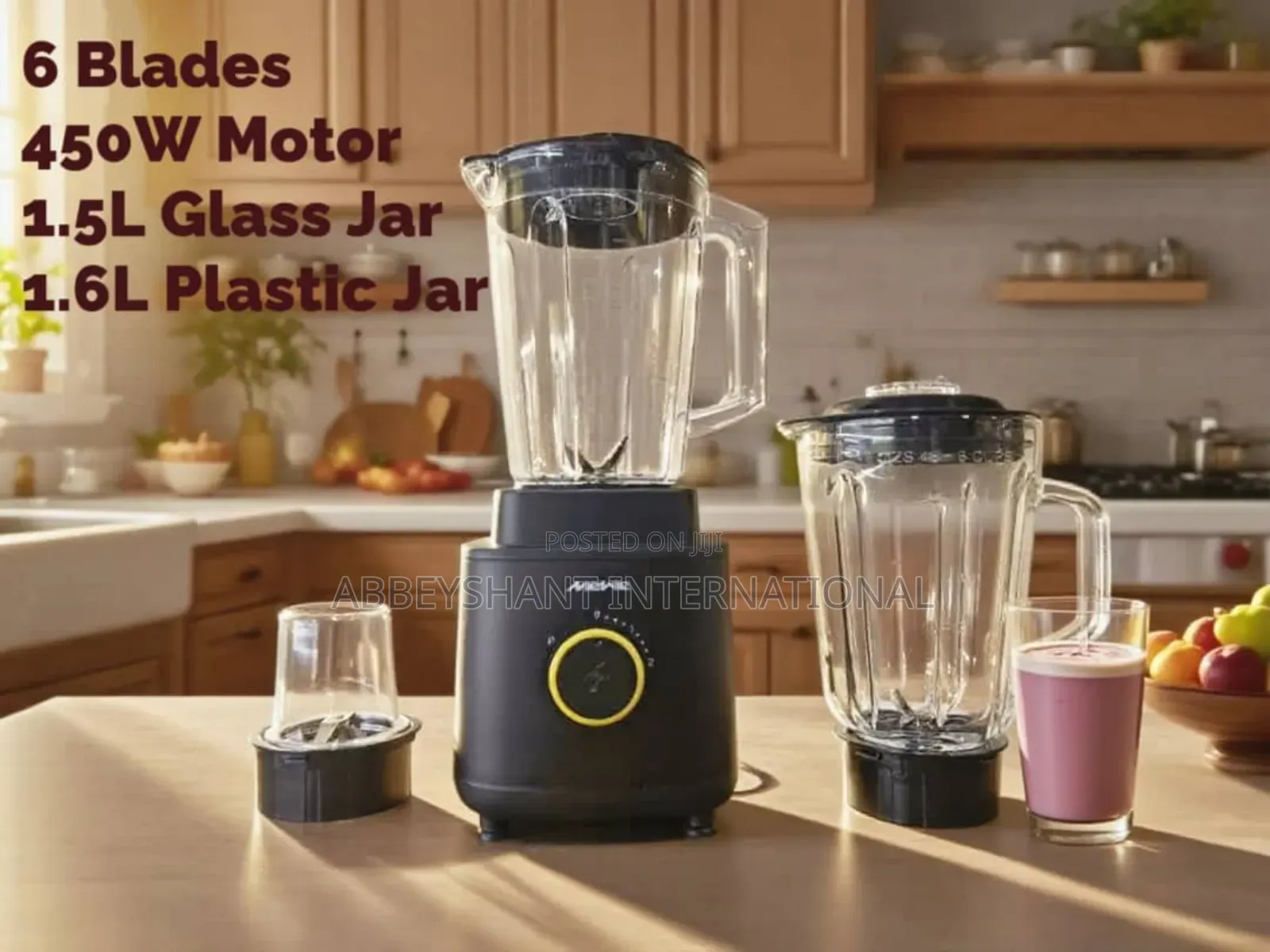 Mewe Blender 1.5l Glass Jar and 1.6l Plastic Jar 3 in 1 Blender