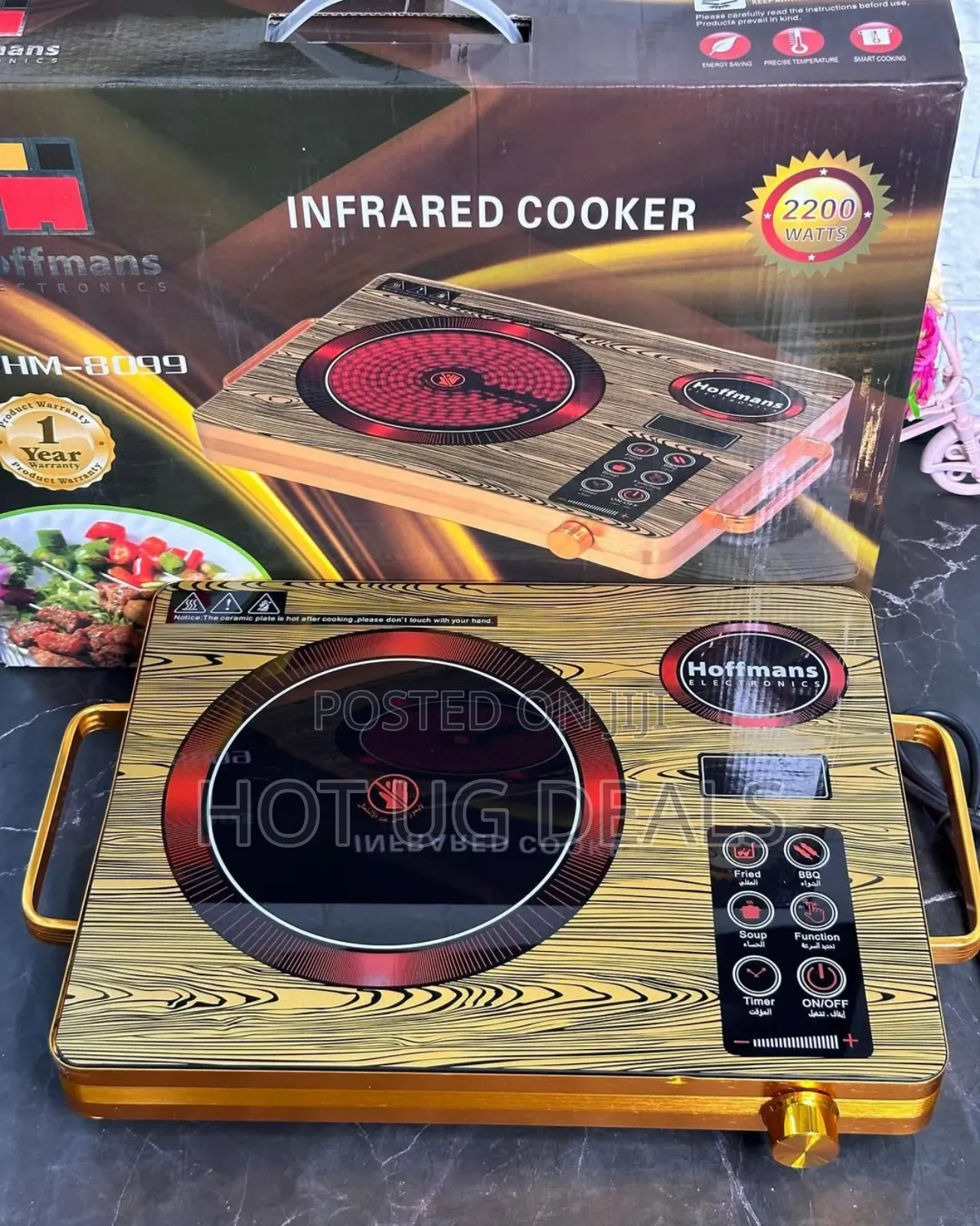 Hoffman Single Electric Infrared Cooker Stove Hotplate Black