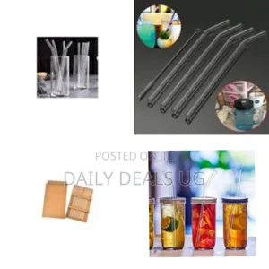 Set of 6 Glass Straws + a Washer - Multicolor