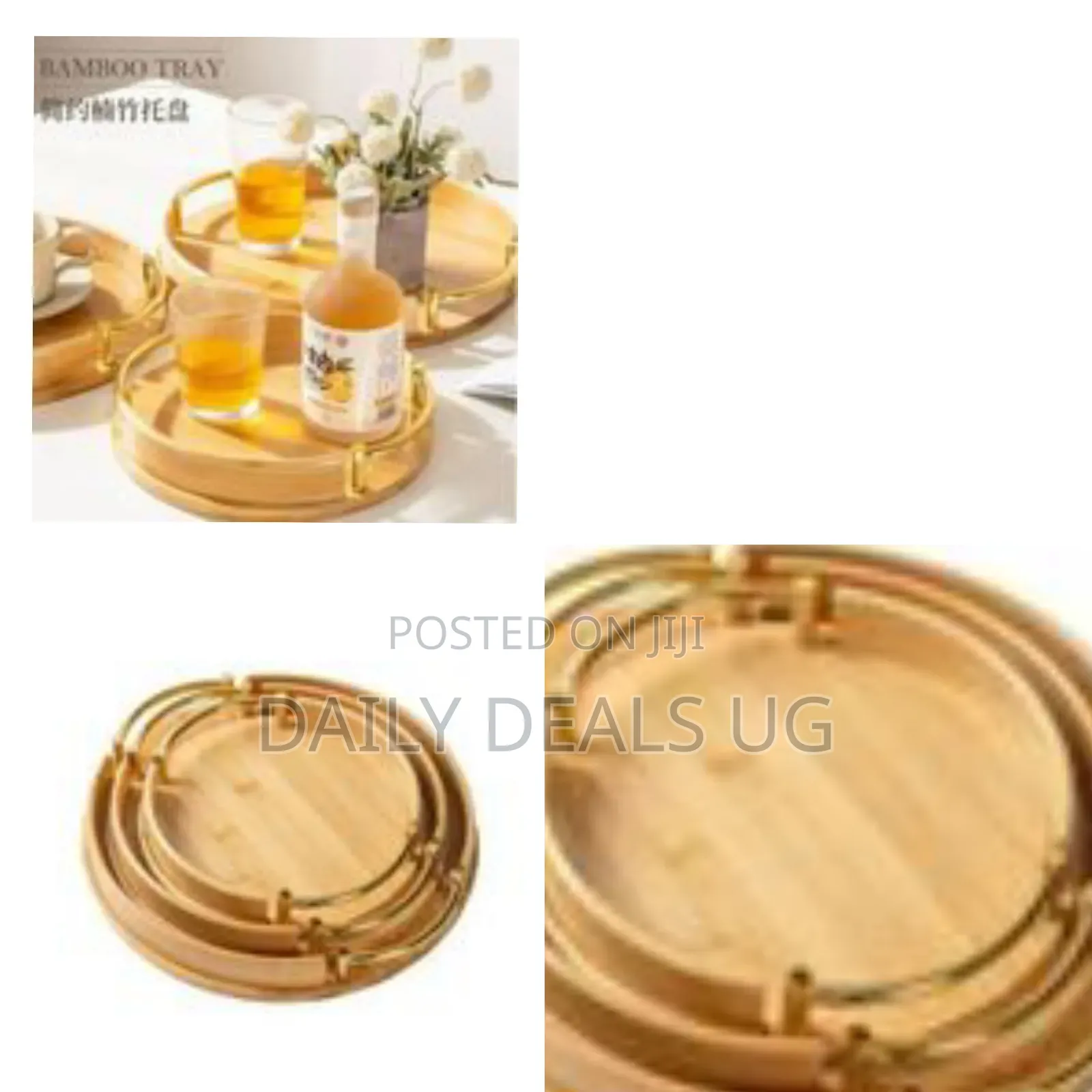 3 Piece Set of Bamboo Trays