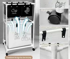 Multi-functional 3-tier Rolling Laundry Sorter With Shelves.