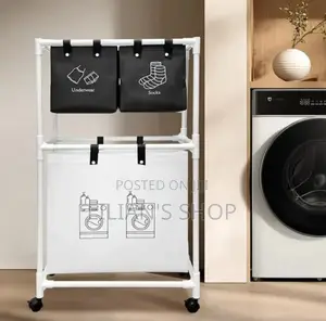 Multi-functional 3-tier Rolling Laundry Sorter With Shelves.