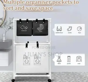 Multi-functional 3-tier Rolling Laundry Sorter With Shelves.
