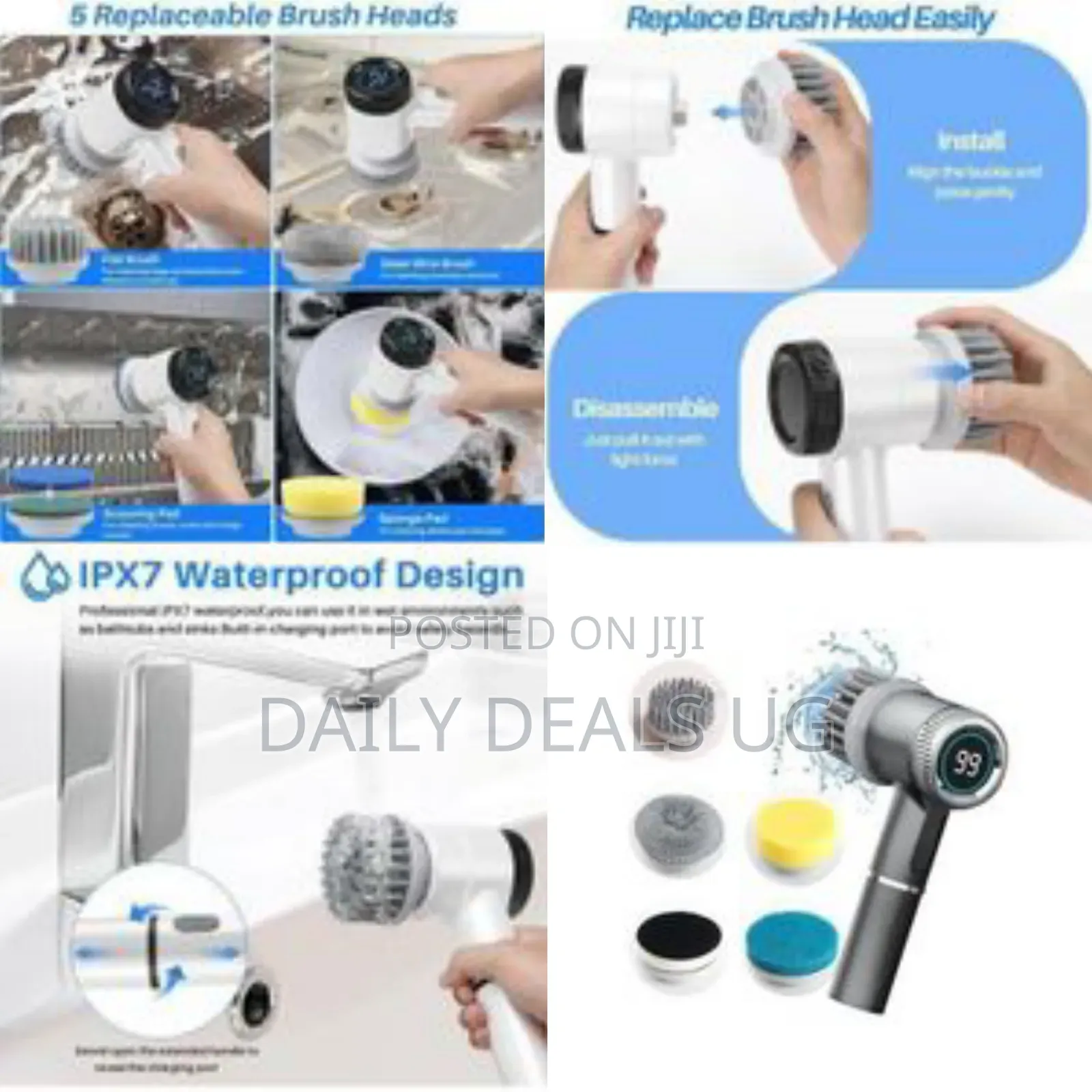 Versatile Electric Spin Scrubber With Digital Display - Multicolor
