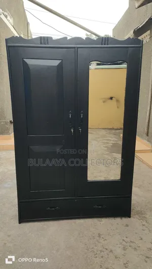 Black Wooden Wardrobe or Closet Cabinet.