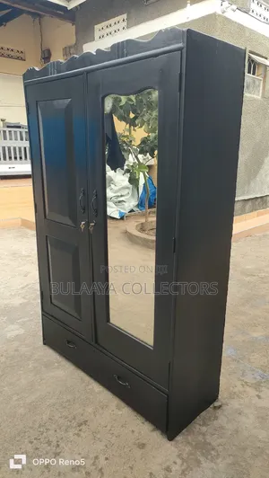 Black Wooden Wardrobe or Closet Cabinet.