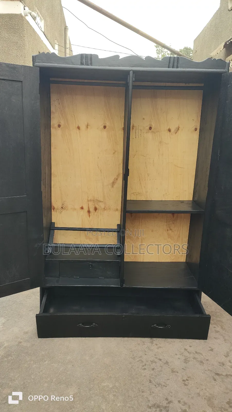 Black Wooden Wardrobe or Closet Cabinet.