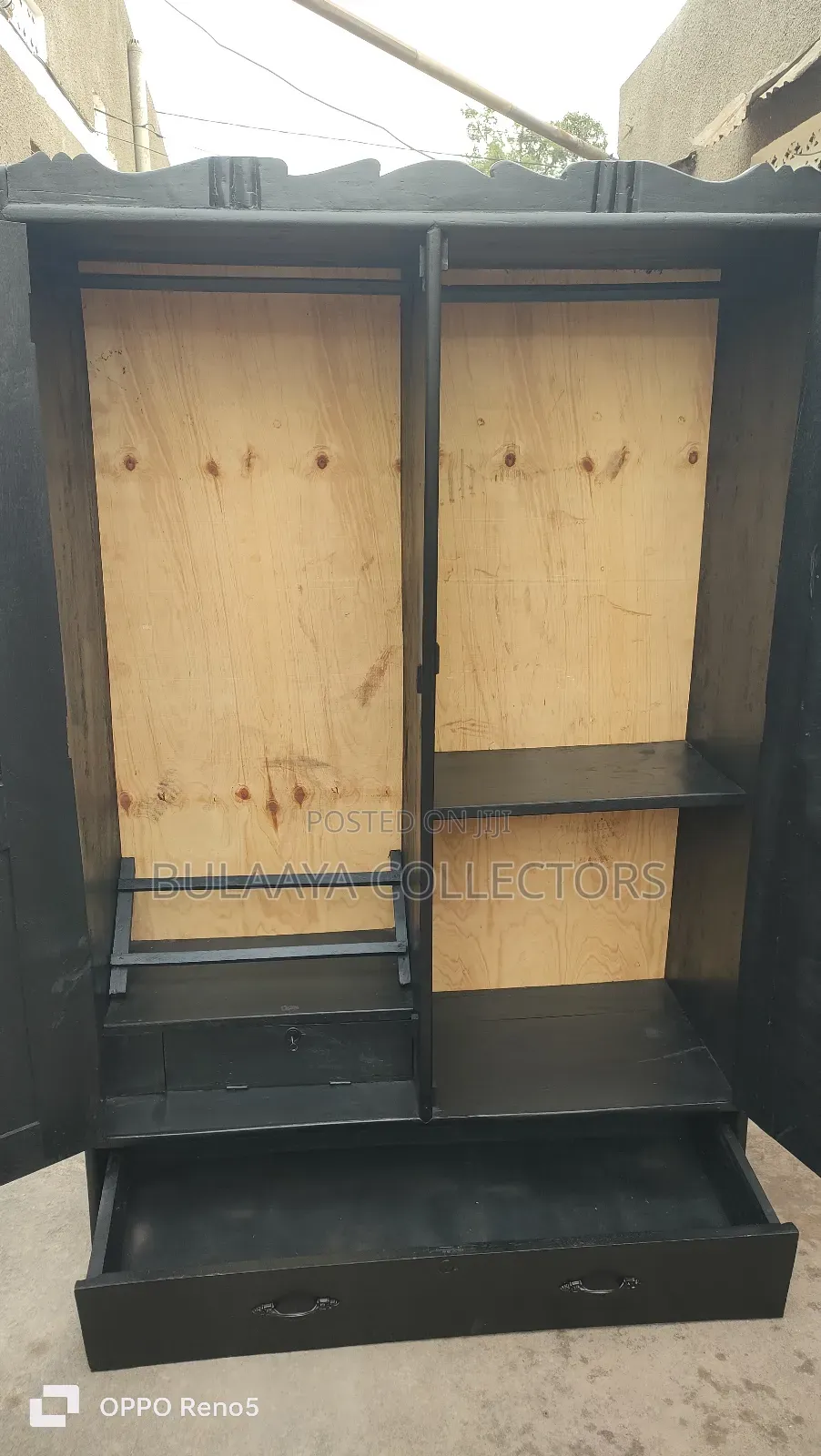 Black Wooden Wardrobe or Closet Cabinet.