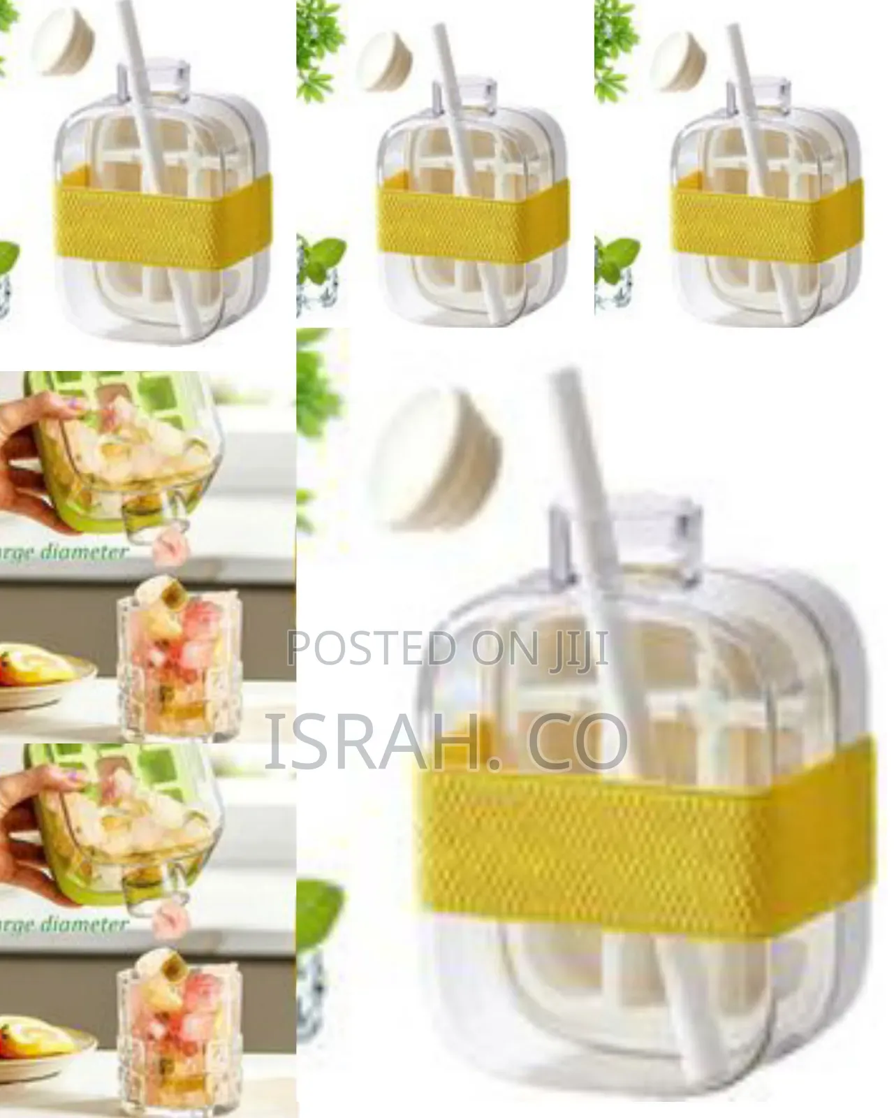 Aesthetic Square Portable Water Bottle With Built-in Ice Cube