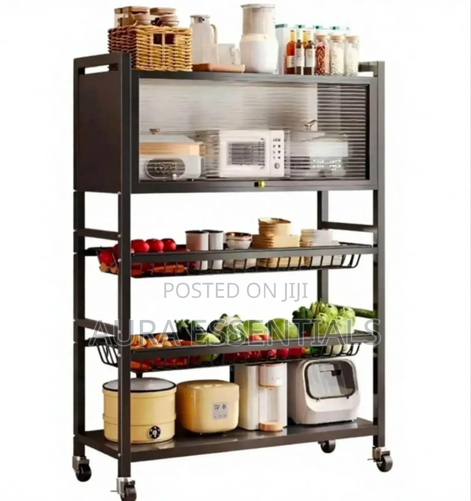 Multi-Tier Kitchen Pantry Storage Cabinet on Wheels