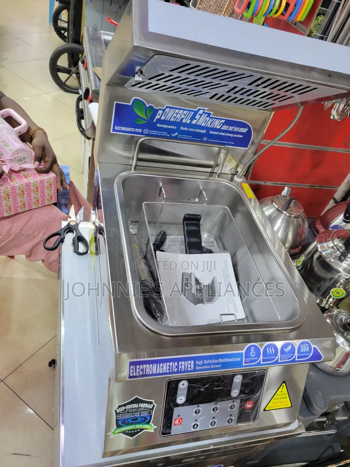 Commercial Electromagnetic Deep Fryer With Powerful Smoke Hood 20l Oil