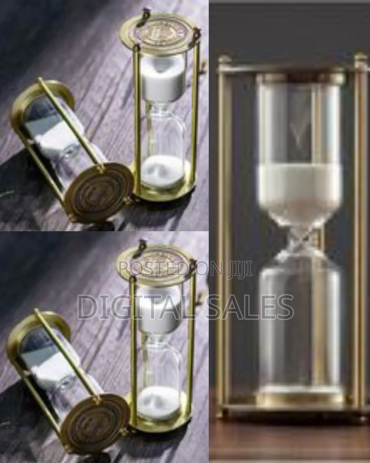 Vintage Metal Hourglass Sand Timer With Clear Glass