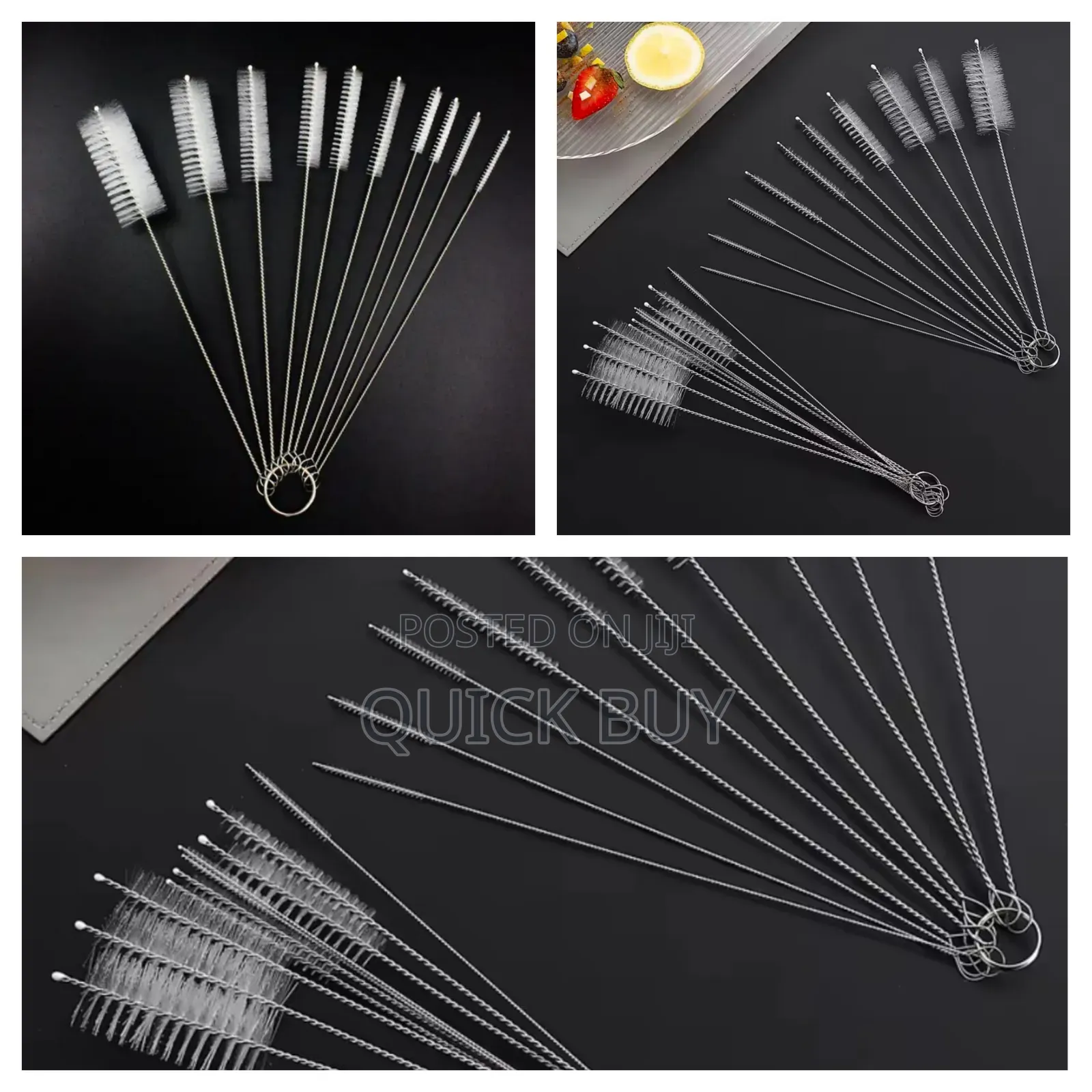Set Of Nylon And Stainless Steel Straw And Tube Cleaning Brushes.