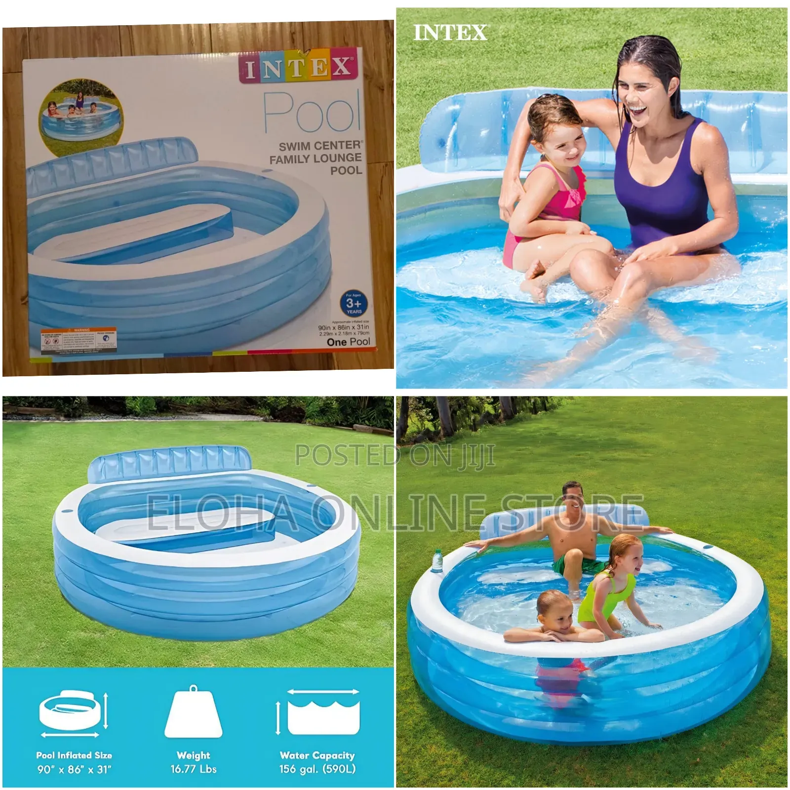Intex Huge Inflatable Kids Blow Up Swim Center Family Lounge Pool