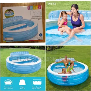 Intex Huge Inflatable Kids Blow Up Swim Center Family Lounge Pool