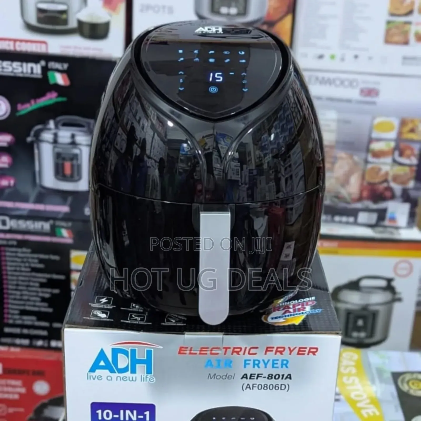 Adh Aef-801a 8l Oil Free Digital Air Fryer - Black