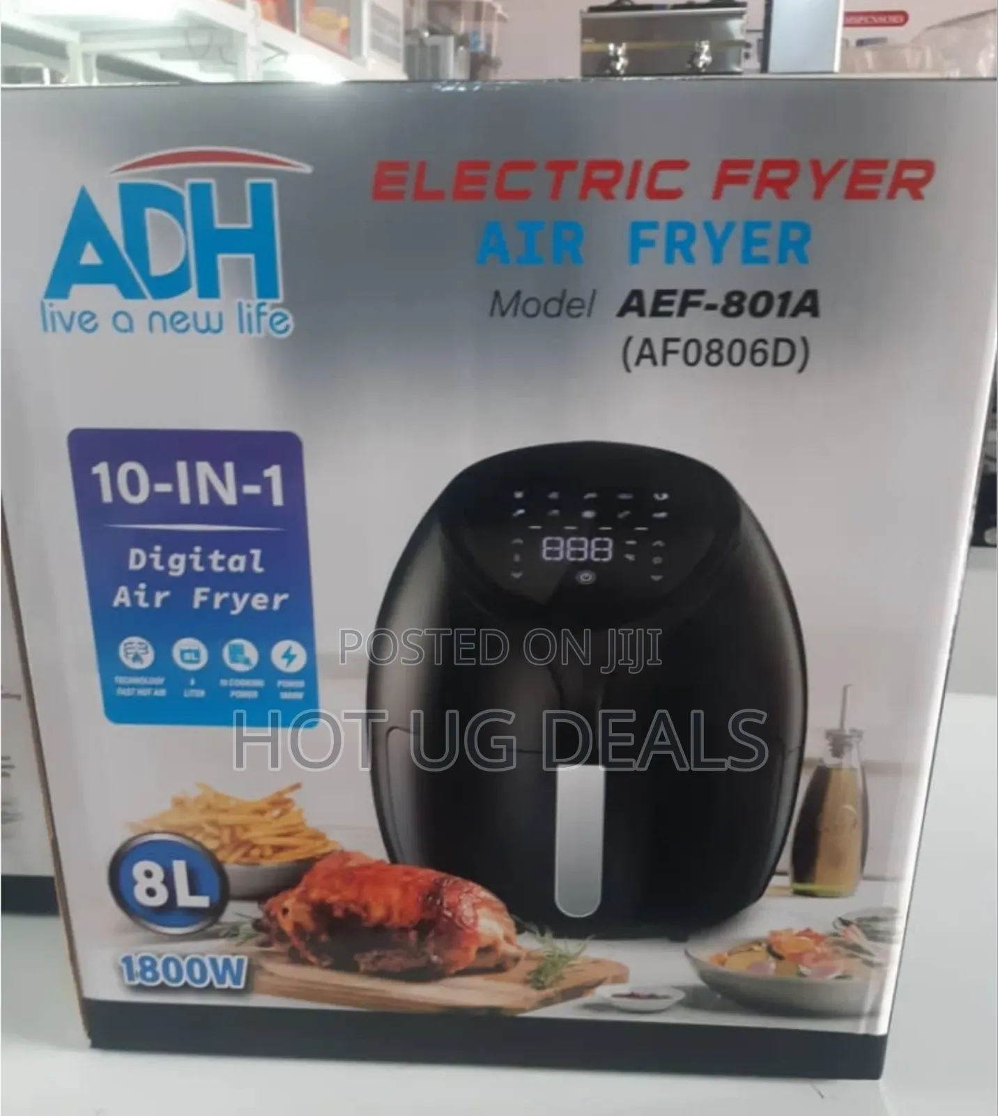 Adh Aef-801a 8l Oil Free Digital Air Fryer - Black