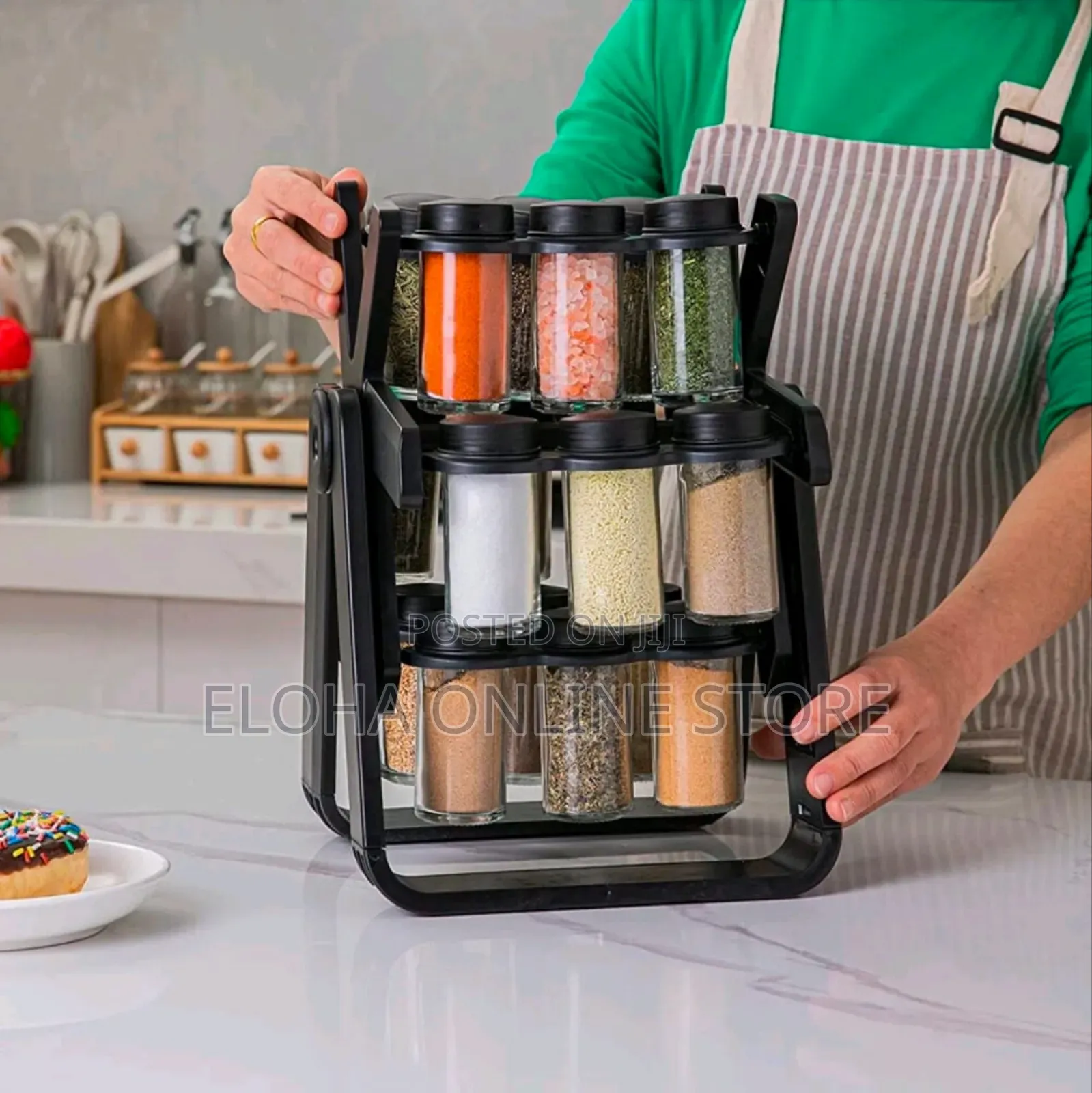 Free Standing 18-Jar Rotating Spice Rack