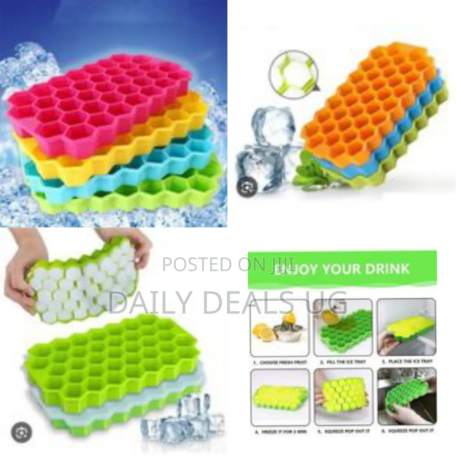 Flexible Honeycomb Silicone Ice Cube Tray With Removable Lid-Multicolo