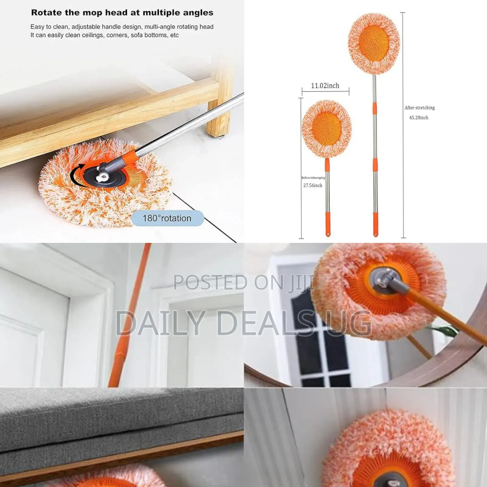 360° Rotatable Adjustable Cleaning Mop, Extendable Wall Cleaning Mop