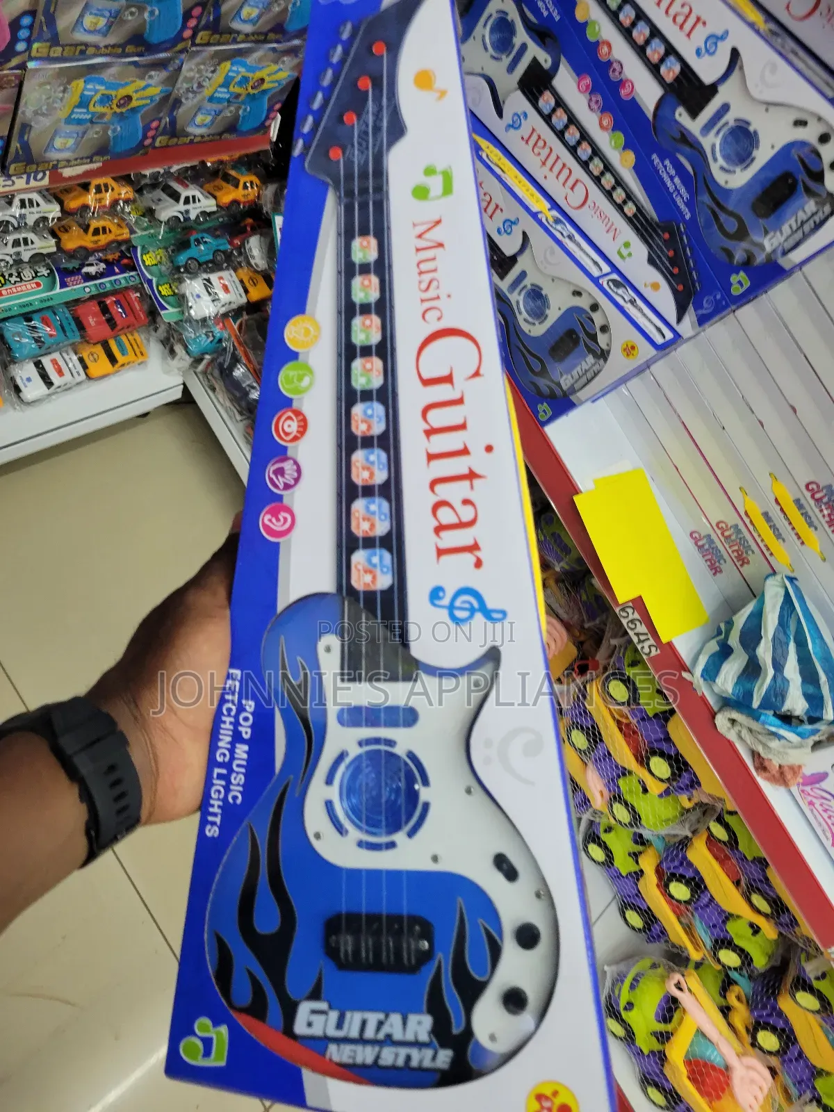 Kids Electric Music Guitar With Lights Pop Sound Effects – Blue