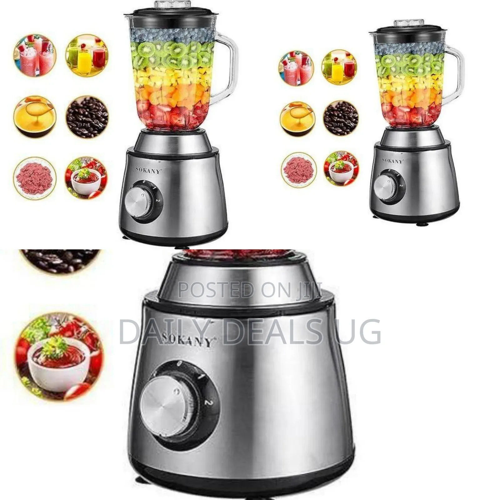 Sokany High-Power Stainless Steel Countertop Blender - Multicolor
