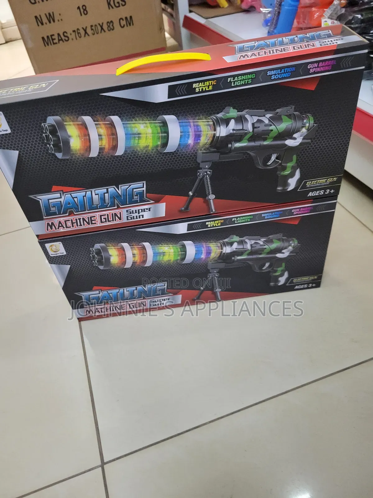 Kids Electric Gatling Toy Gun With Flashing Lights Sound Effects