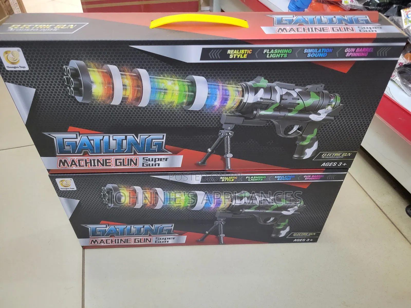 Kids Electric Gatling Toy Gun With Flashing Lights Sound Effects