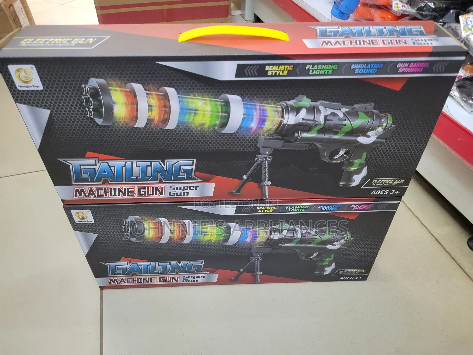 Kids Electric Gatling Toy Gun With Flashing Lights Sound Effects