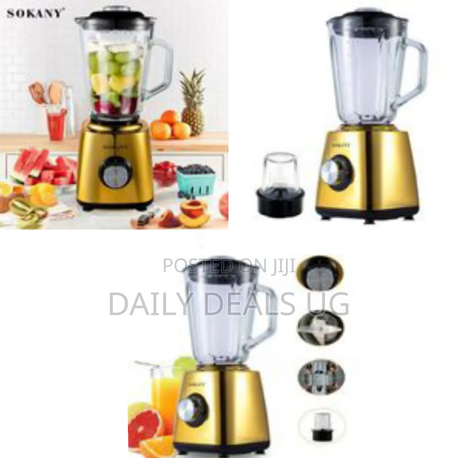 Sokany Professional Kitchen Blender With Glass Jar - Multicolor