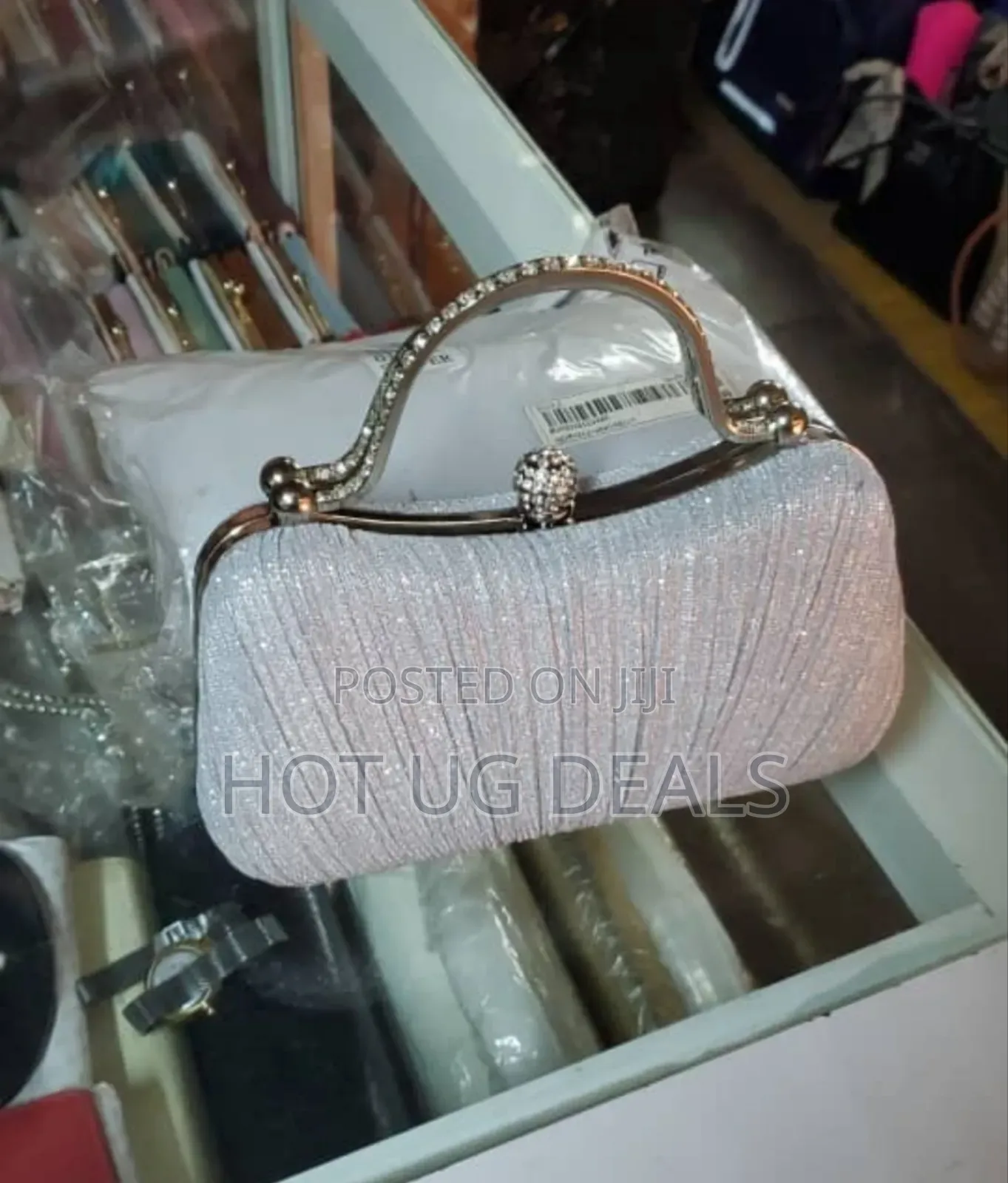 Womens Golden Glitter Clutch Purse Bag For Bridal Wedding Party