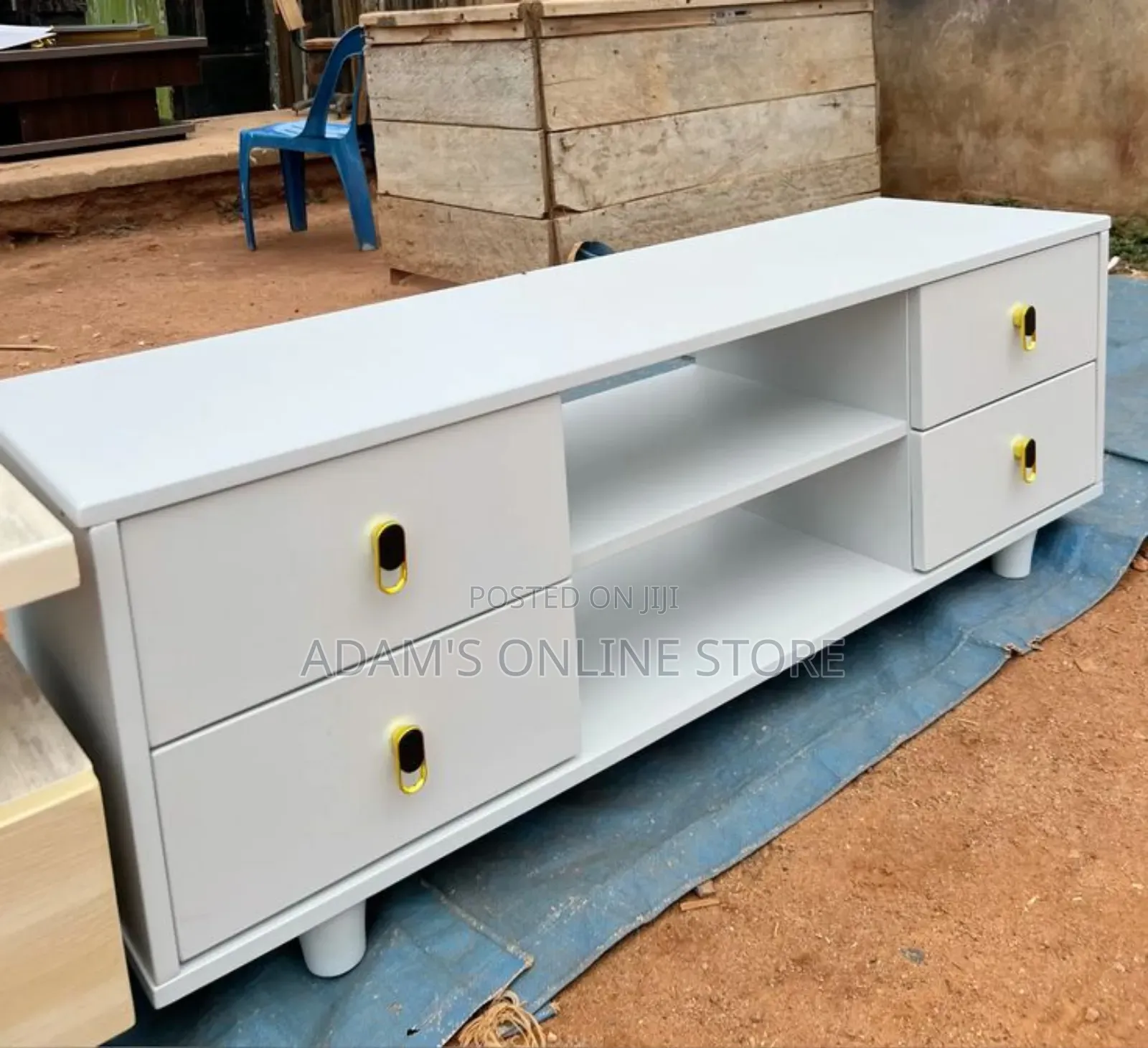 White Tv Stand Unit Classic 5.5ft Length