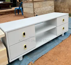 White Tv Stand Unit Classic 5.5ft Length