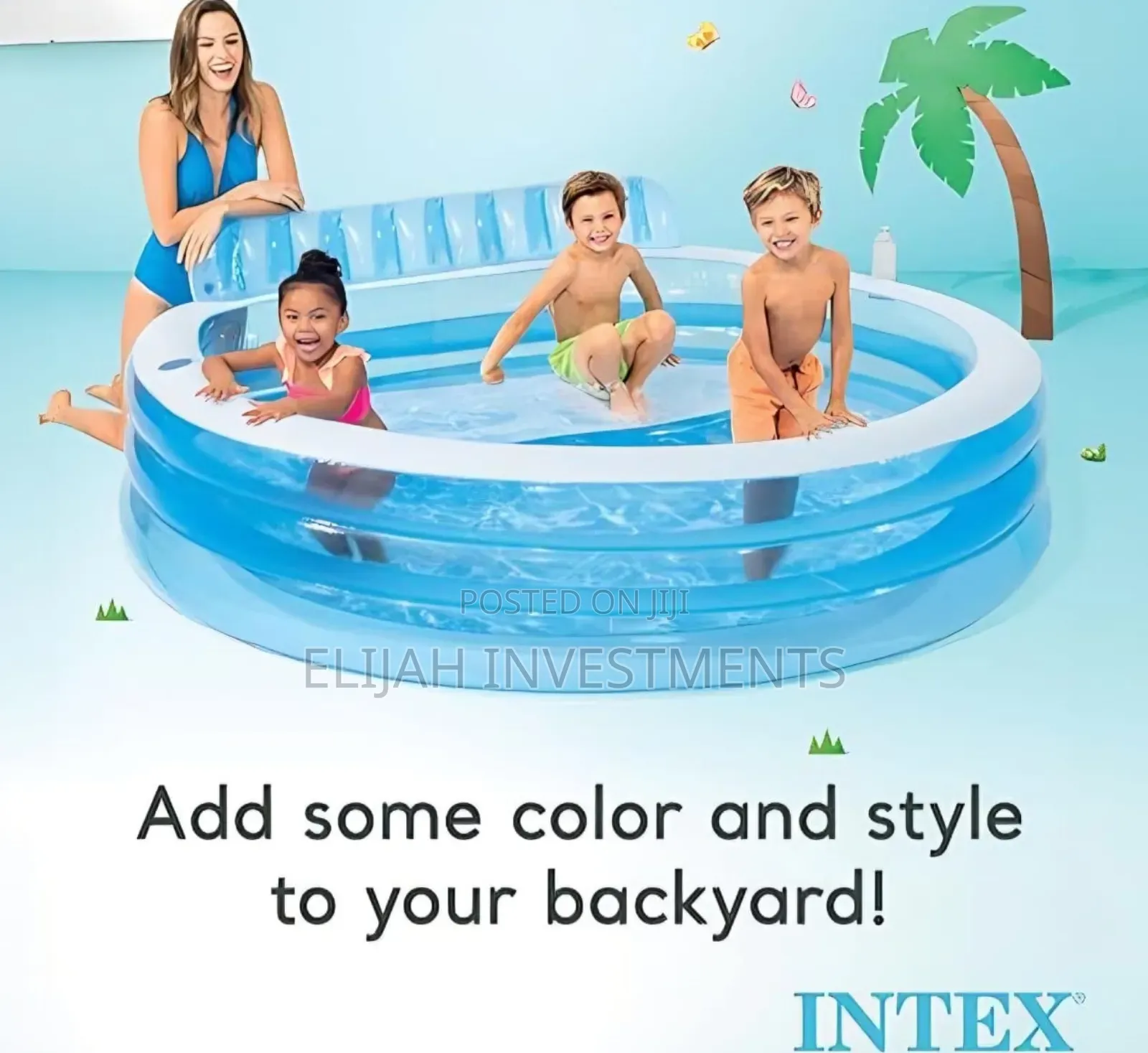 Intex Huge Inflatable Kids Blow Up Swim Center Family Lounge Pool