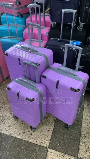 Set Of 3pcs Plastic Waterproof Travel Suitcases - Purple