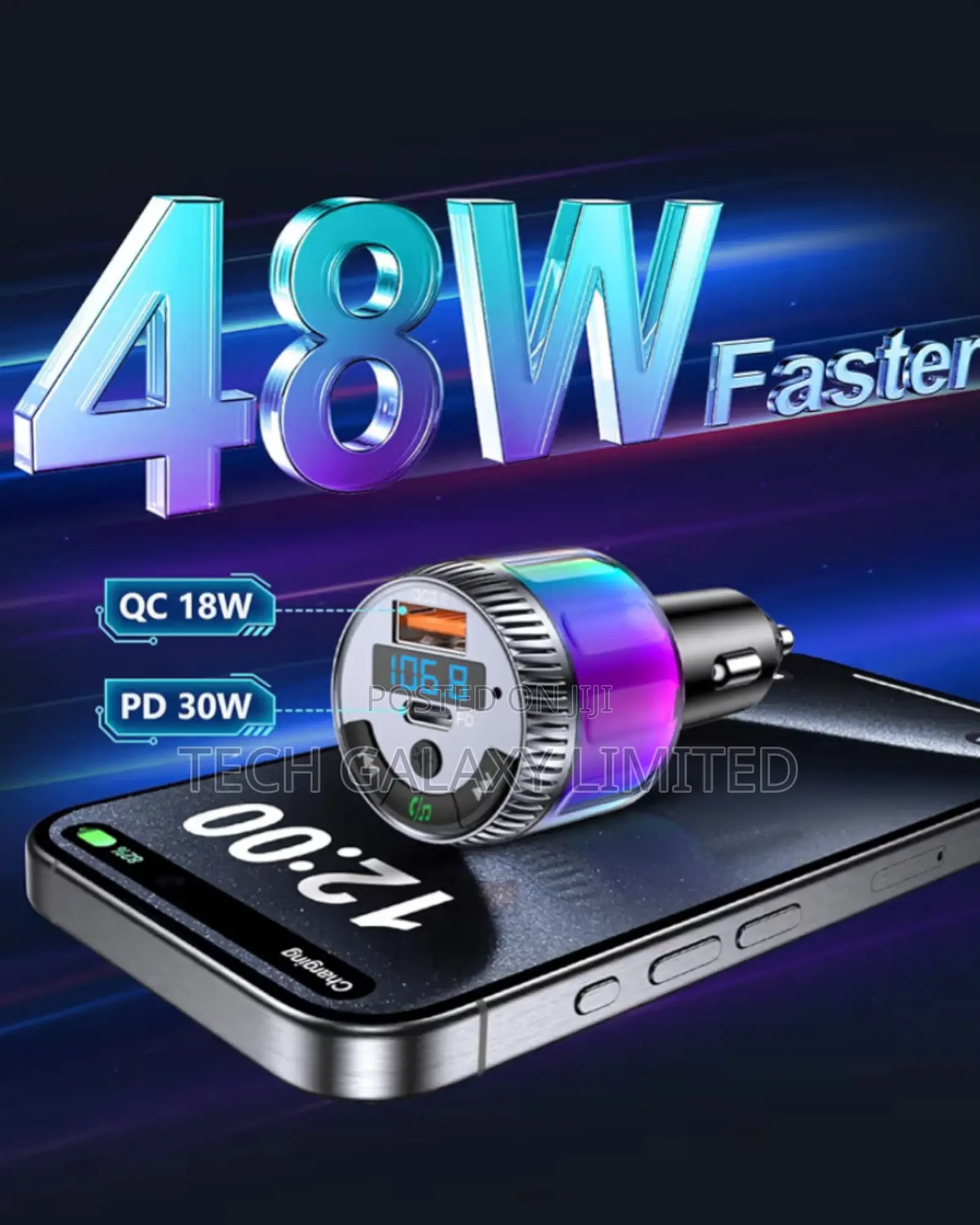 Lencent Bluetooth 5.3 Car Fm Transmitter and Type-C Pd 30w Charger
