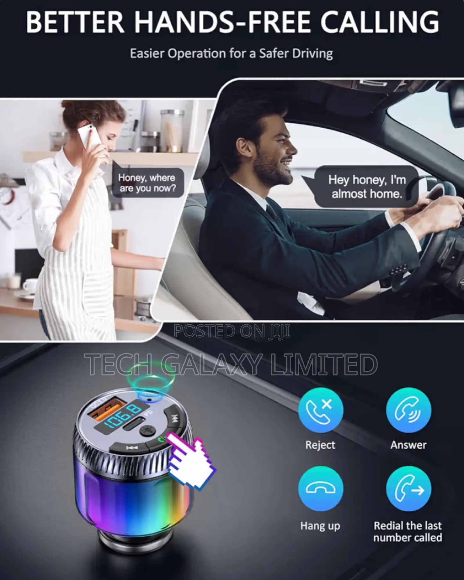 Lencent Bluetooth 5.3 Car Fm Transmitter and Type-C Pd 30w Charger