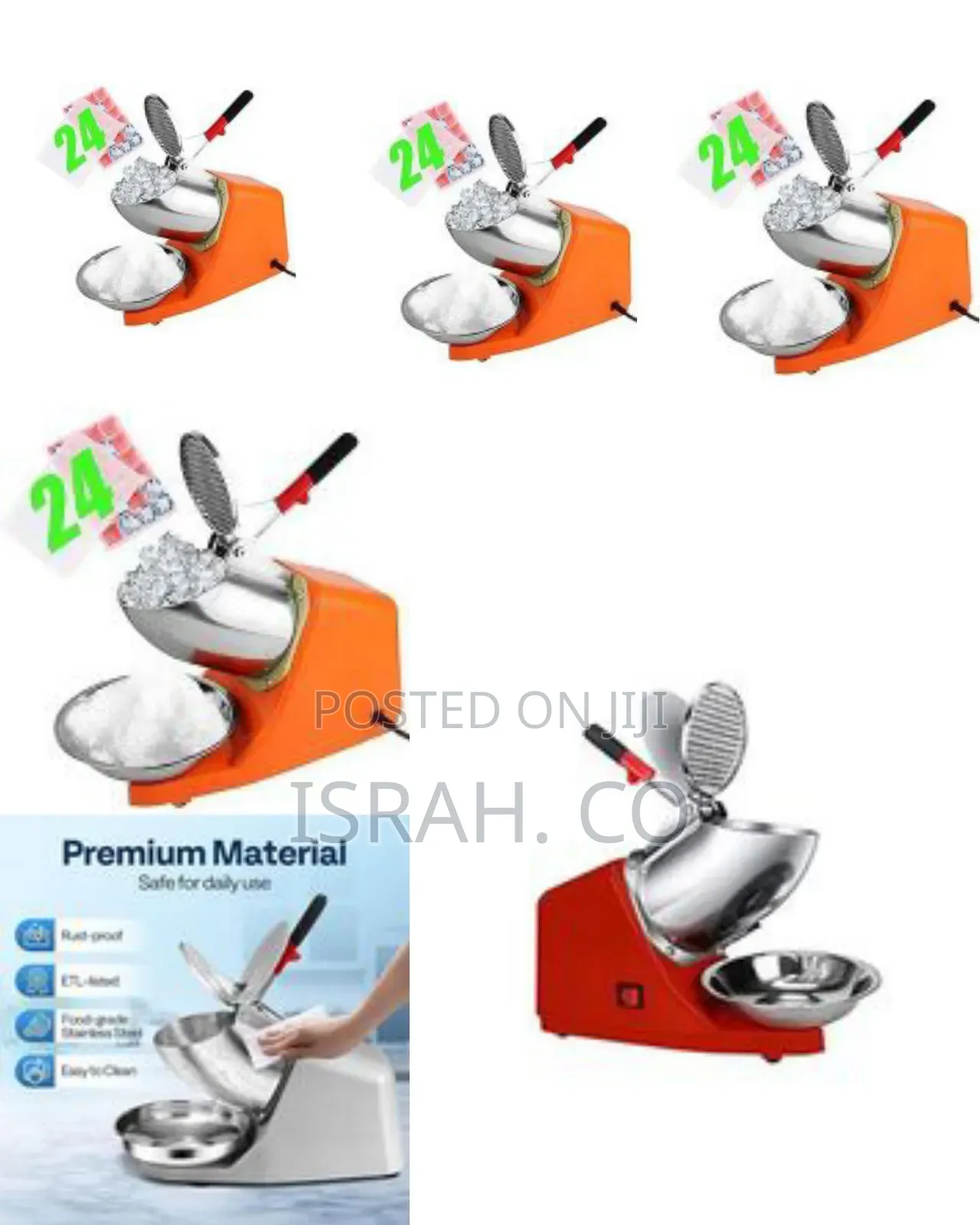 110v Electric Ice Shaver Crusher,Portable Stainless Steel 4 Blades