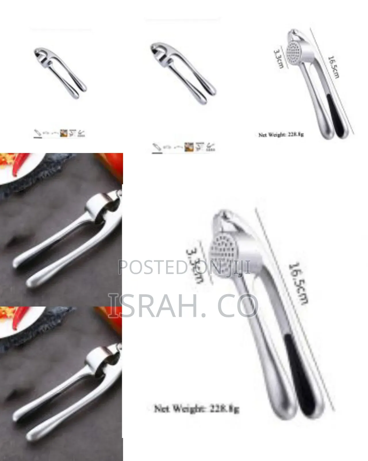 Stainless Steel Garlic Press Pound Garlic Kitchen Tool 17 Cm Length,