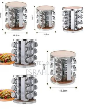 Countertop Stainless Steel Spice Rack Masala Box With 12 Empty Glass