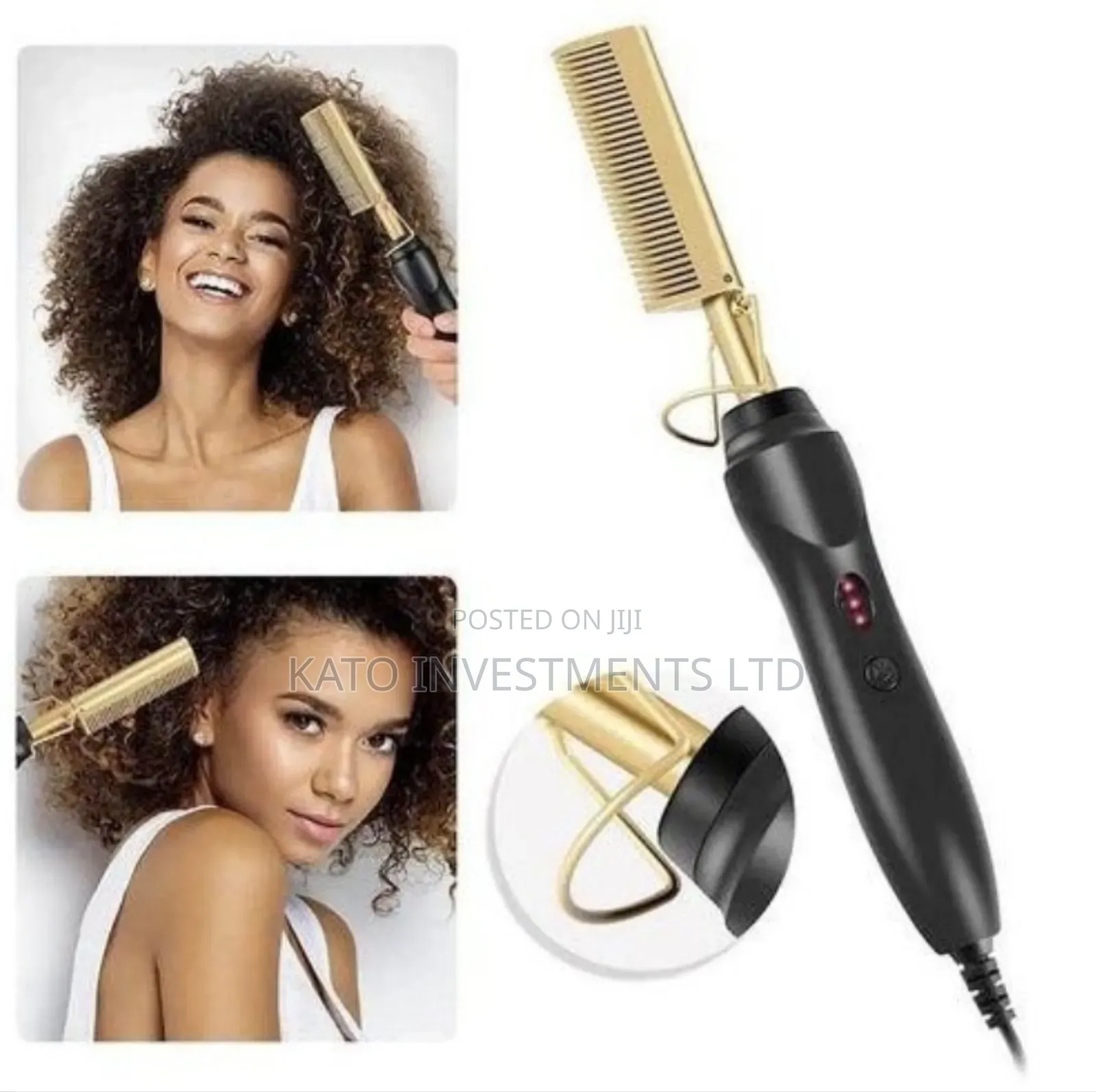 2 In 1 Hot Comb Temperature Adjustable Hair Straightener Brush