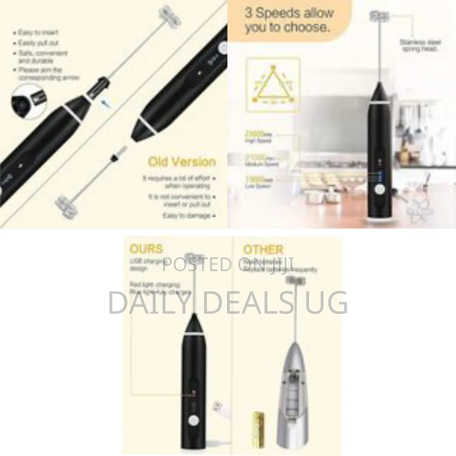 Rechargeable Handheld Electric Milk Frother and Whisk