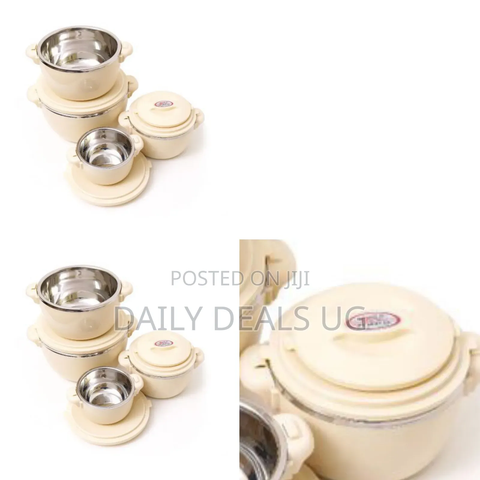 4-Piece Thermal Food Warmer Set in Cream Color