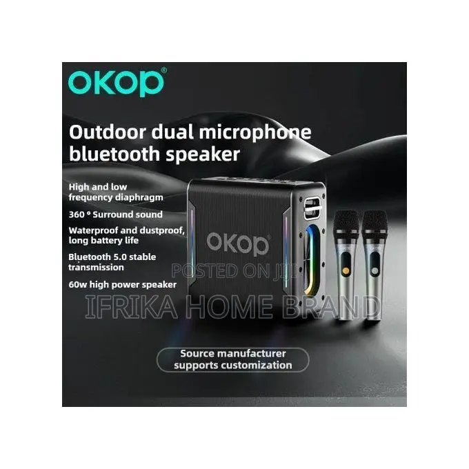 Portable Wireless Karaoke Machine System With Dual Microphones