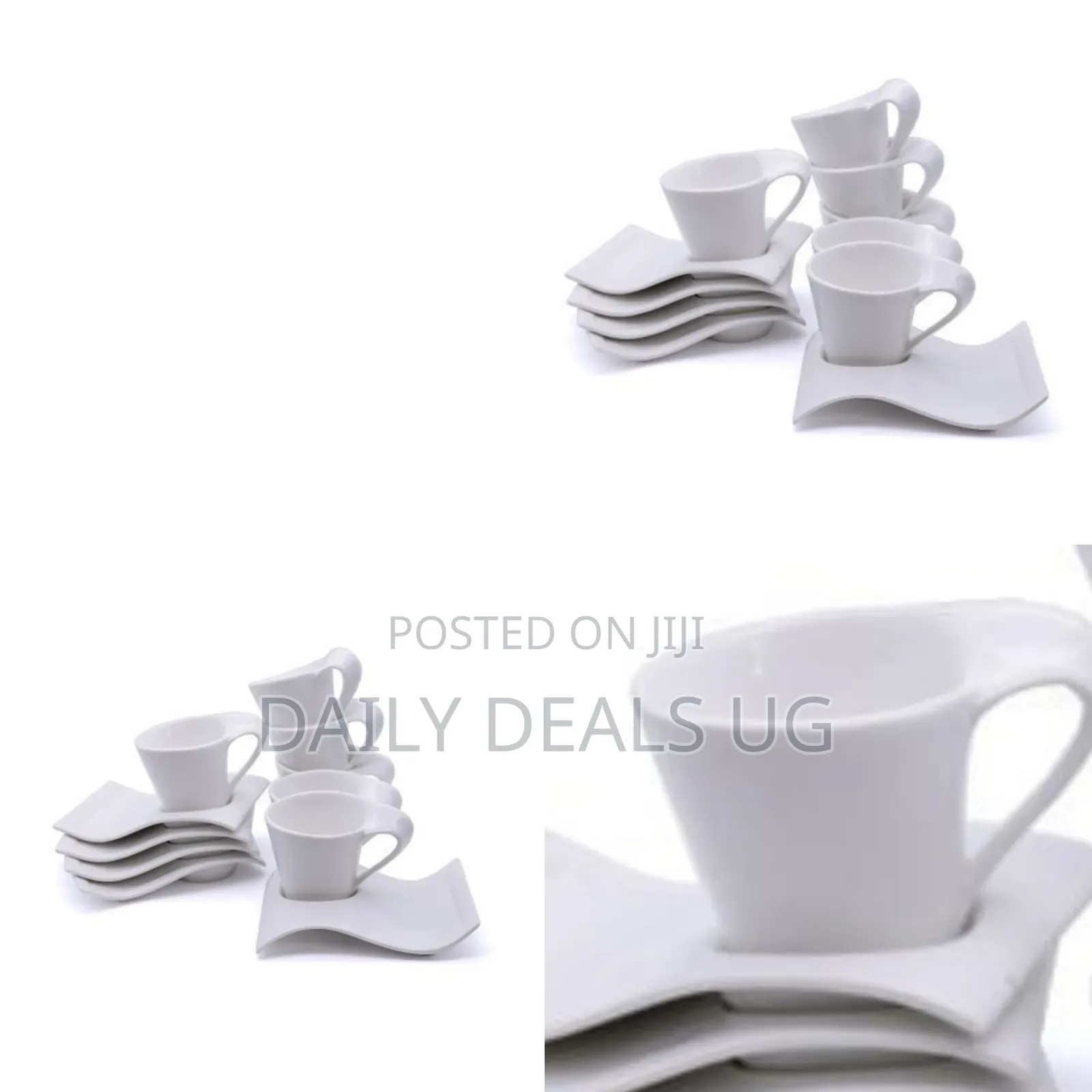 Lifesmile 6 Piece Tea Coffee Cups and Saucers Set in White