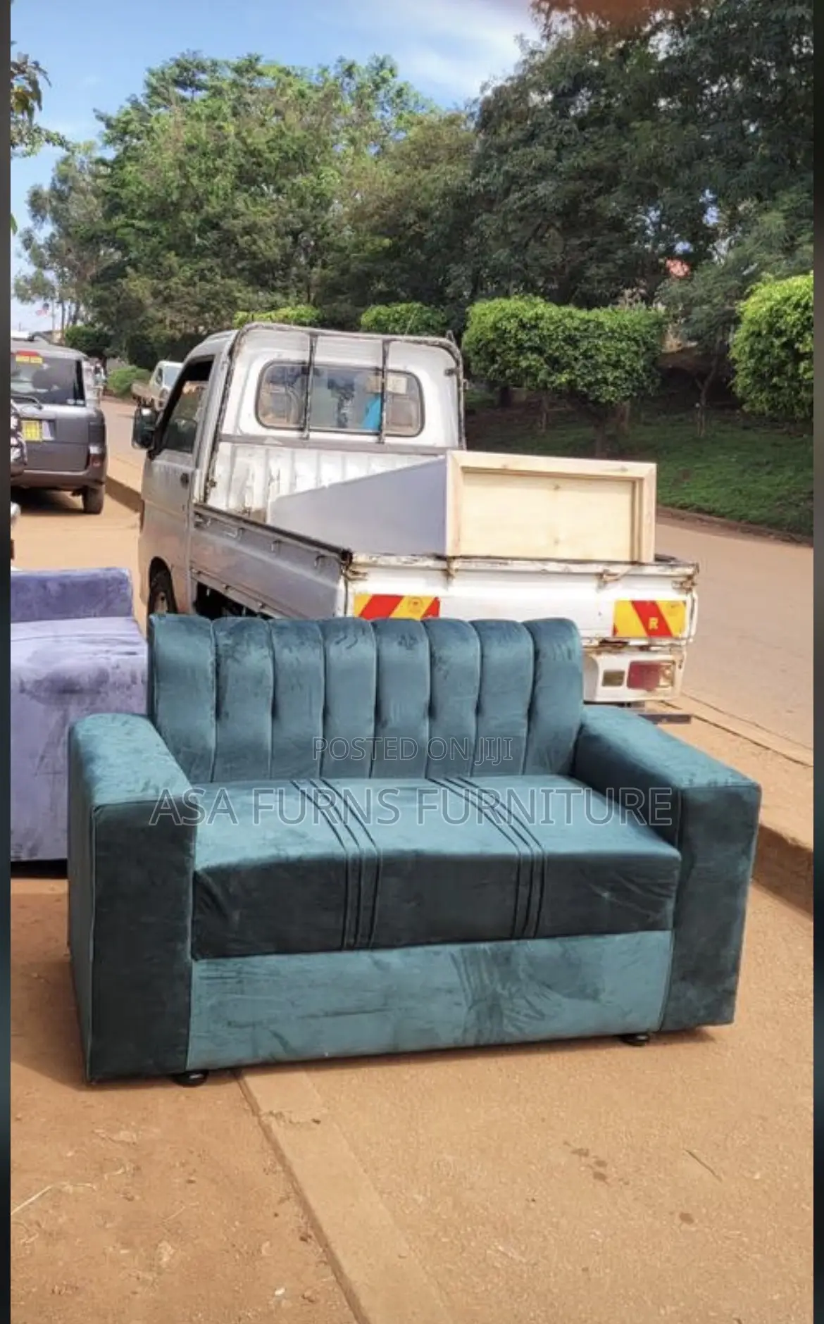 Two Seater Blue Sofa